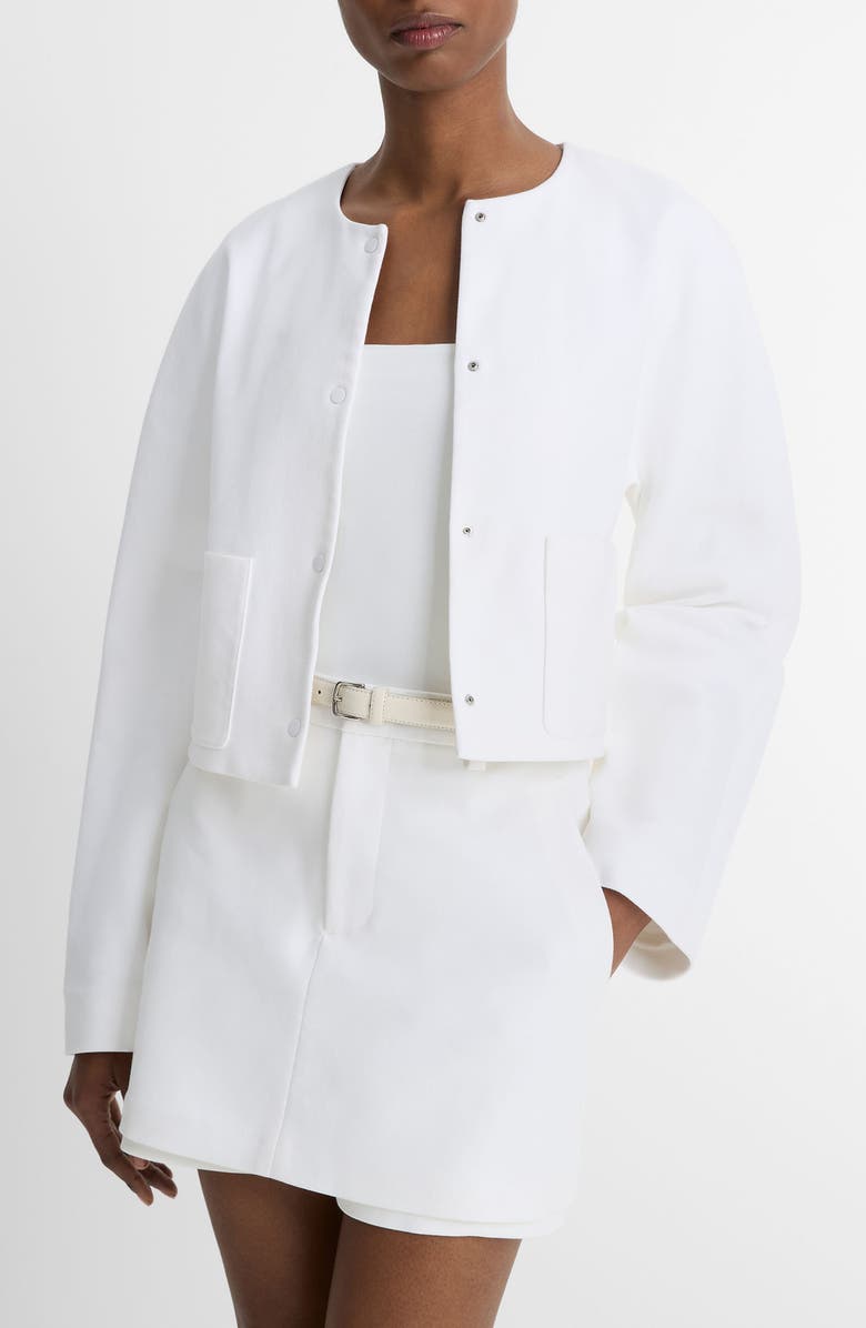 Vince Stretch Cotton Jacket, Alternate, color, Optic White