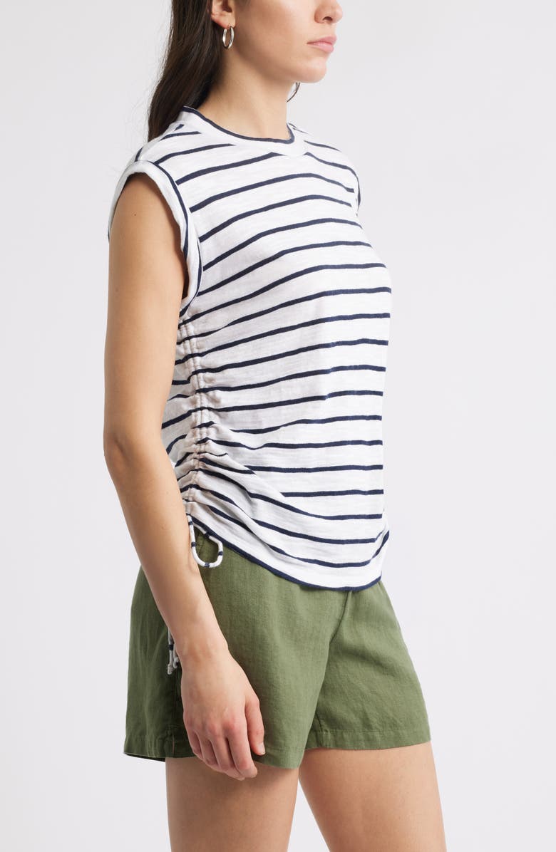 Caslon<sup>®</sup> Ruched Tank, Alternate, color, White- Navy Blazer Jana Stripe