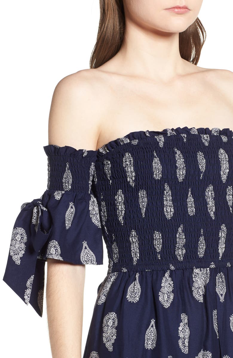 Band of Gypsies Summer Bloom Smocked Maxi Romper, Alternate, color,