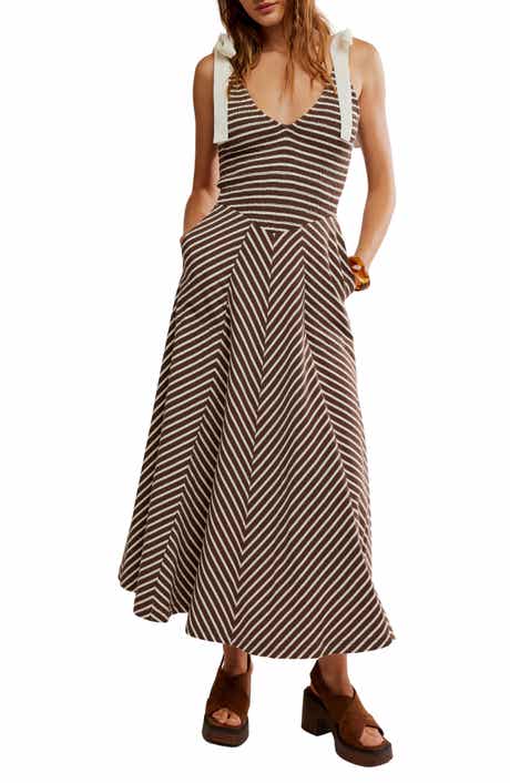 Cecelia Stripe Tie Shoulder Midi Dress