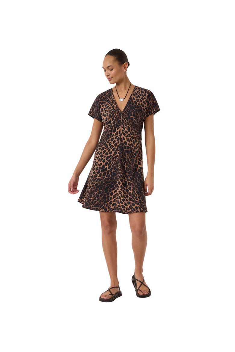 Grace Air Flow V-Neck Mini Dress, Main, color, Soft Leopard