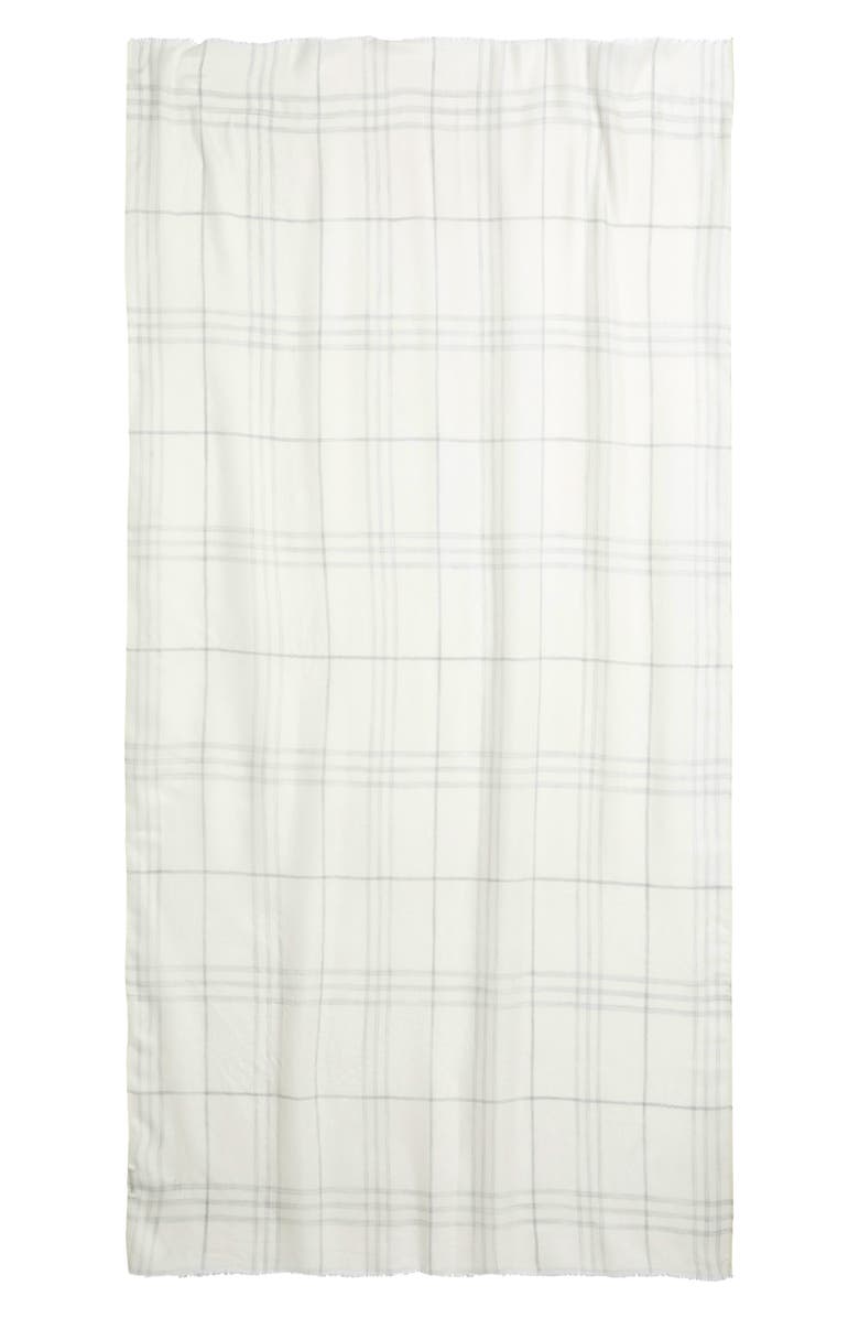 Vince Plaid Cashmere Fringe Scarf, Alternate, color,