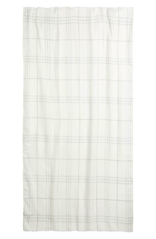 Vince Plaid Cashmere Fringe Scarf In Off White Grey