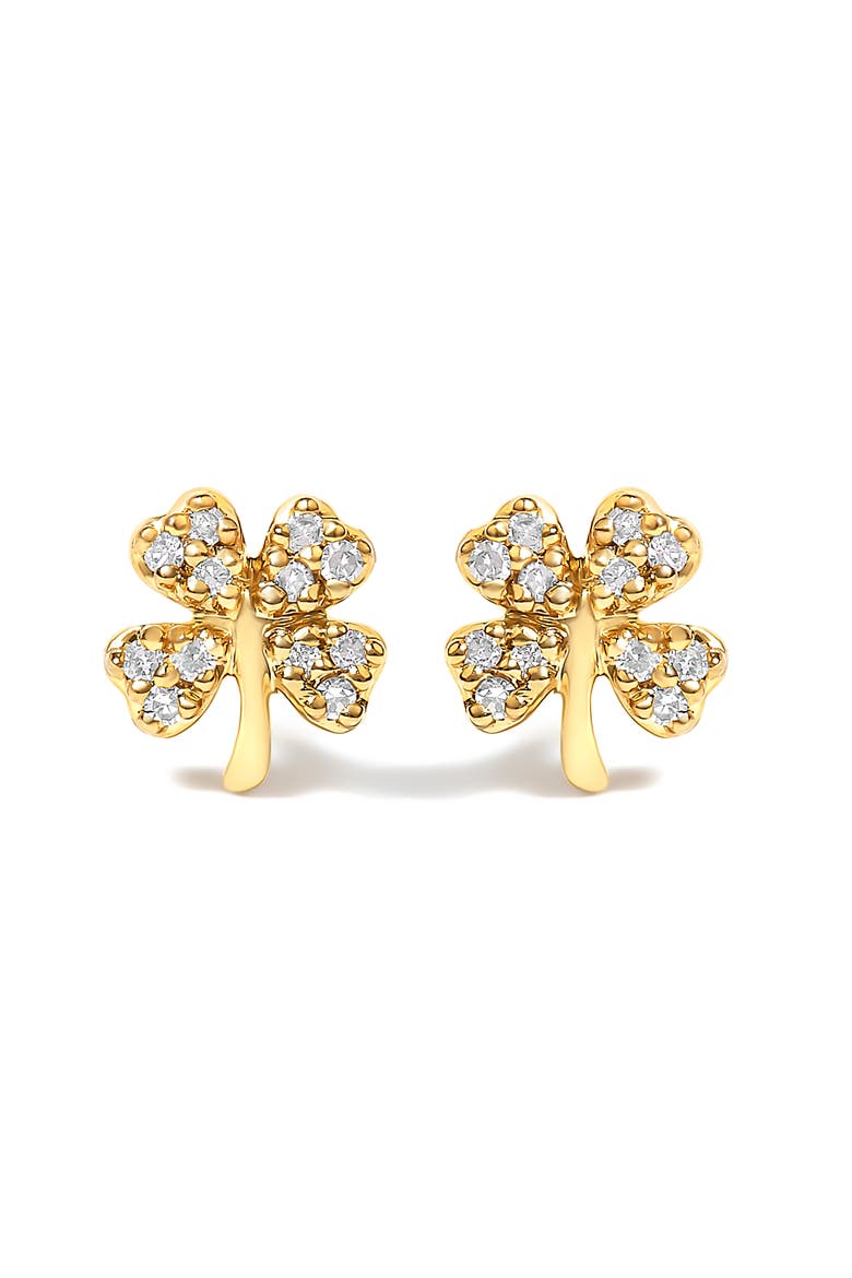 10K Yellow Gold Diamond Accent 4 Leaf Clover Stud Earrings, Main, color, Yellow