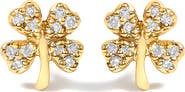 Haus of Brilliance 10K Yellow Gold Diamond Accent 4 Leaf Clover Stud Earrings
