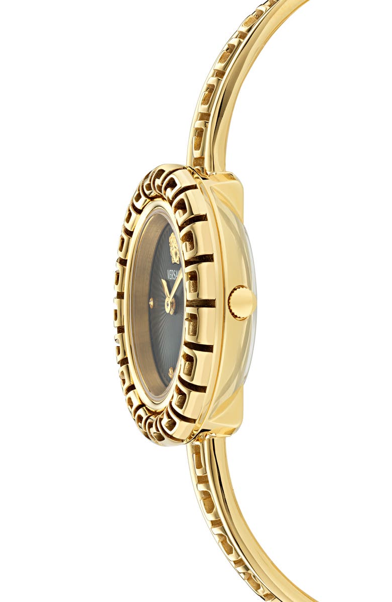Versace La Greca Diamond Bracelet Watch, 28mm, Alternate, color, Ip Yellow Gold