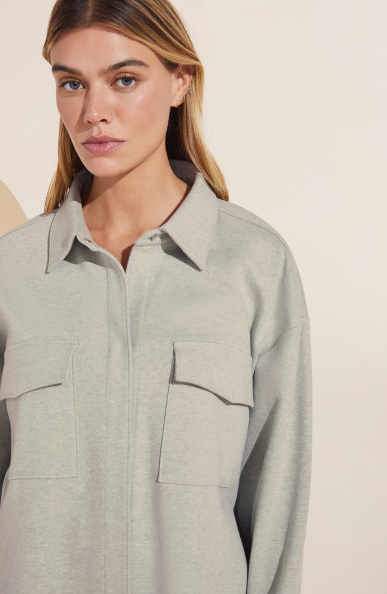 Eberjey Luxe Sweats Stretch Cotton Snap Shacket, Alternate, color,