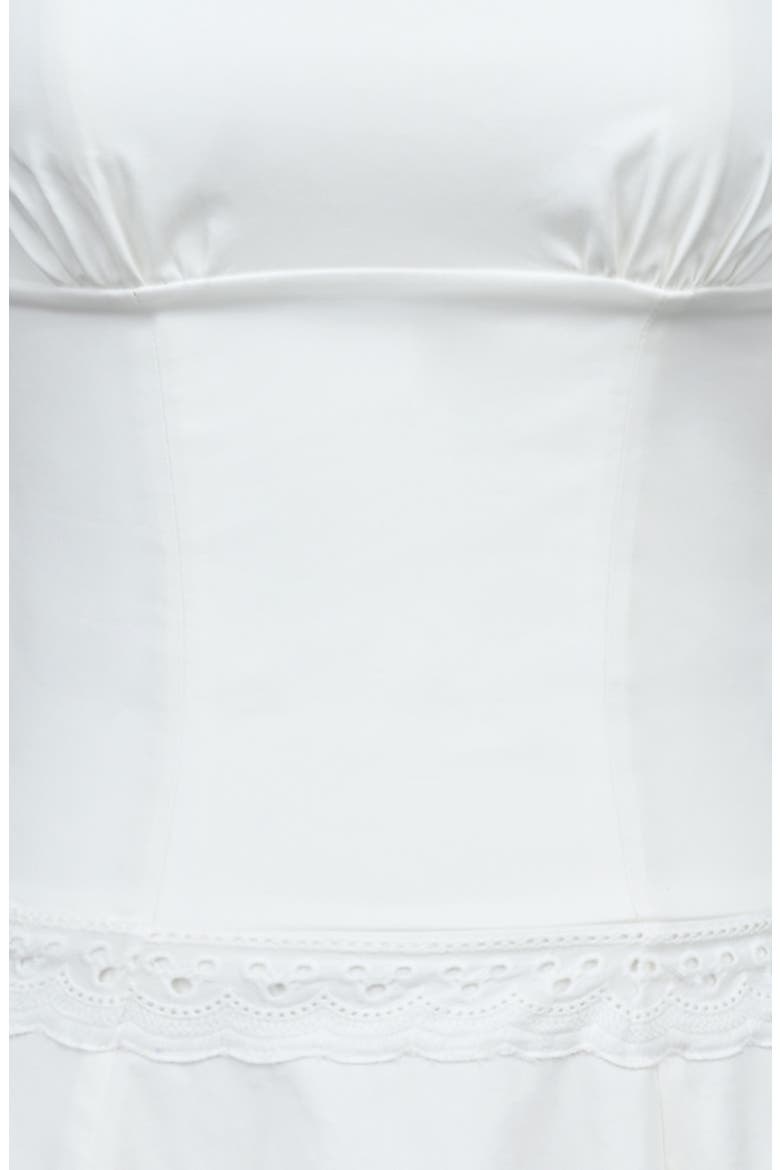 Liora Eyelet Trim Cotton Midi Dress, Alternate, color, WHITE