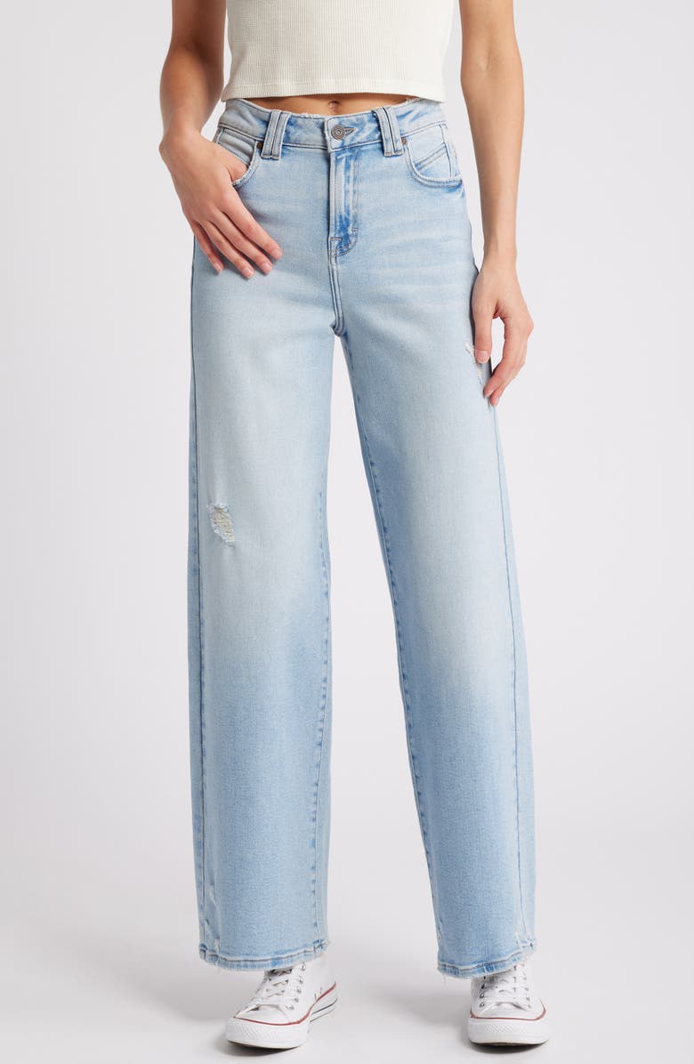 HIDDEN JEANS High Waist Wide Leg Jeans, Main, color, Light Wash