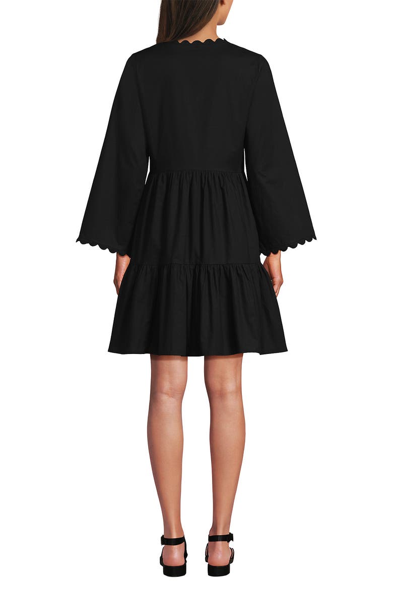 Poplin V Neck Embroidered Dress, Alternate, color, Black