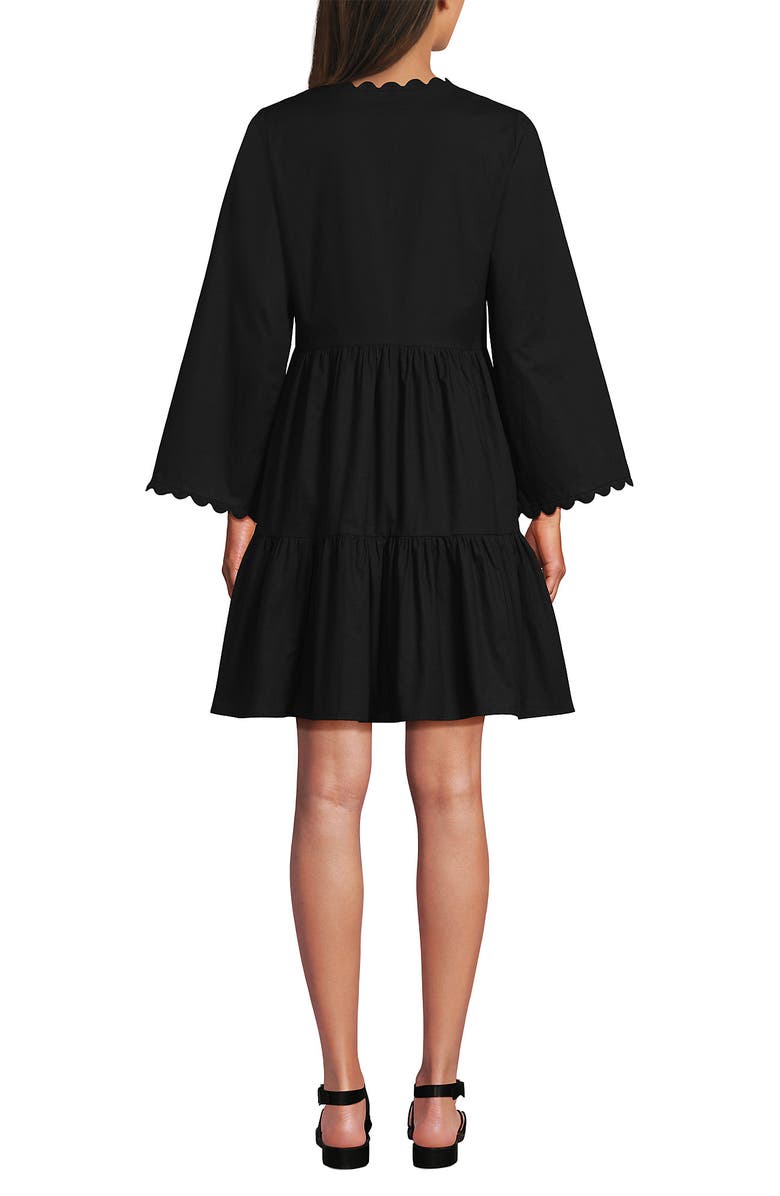 Lands
 End Poplin V Neck Embroidered Dress, Alternate, color, Black
