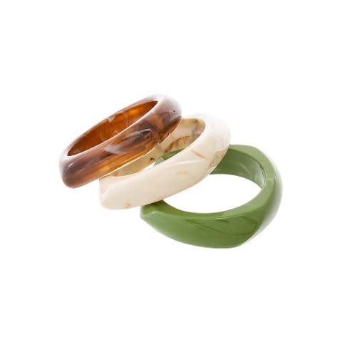 Olive Marble Square Resin Bangle Set