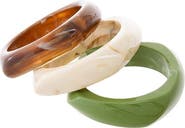 BY ADINA EDEN Olive Marble Square Resin Bangle Set