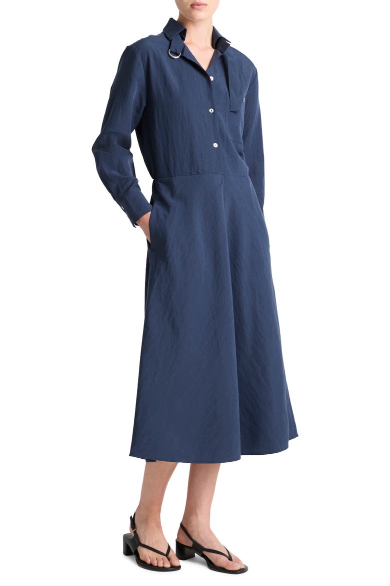 Easy Long Sleeve Midi Shirtdress, Alternate, color, LT COASTAL