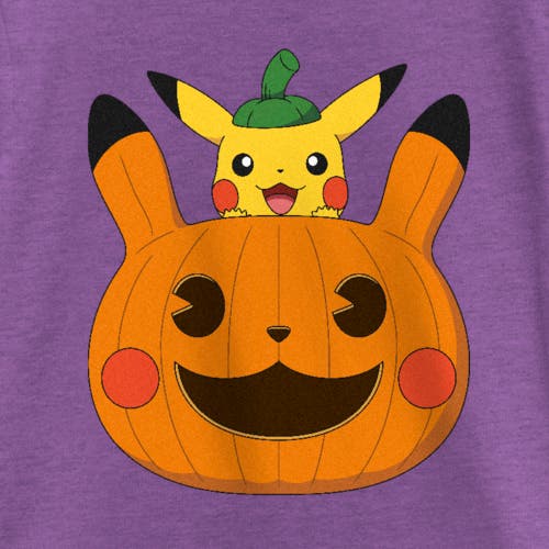 Pokémon Girl's Pokemon Halloween Pikachu Jack-o'-lantern Graphic T-shirt In Purple