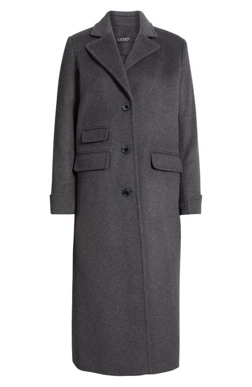 Lauren Ralph Lauren Longline Wool Blend Reefer Coat in Grey 