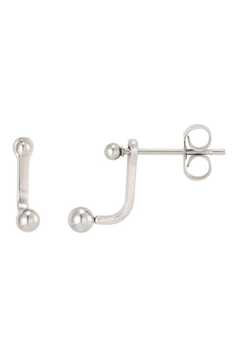 18k Gold Plated Sphere Ear Jackets, Main, color, SILVER