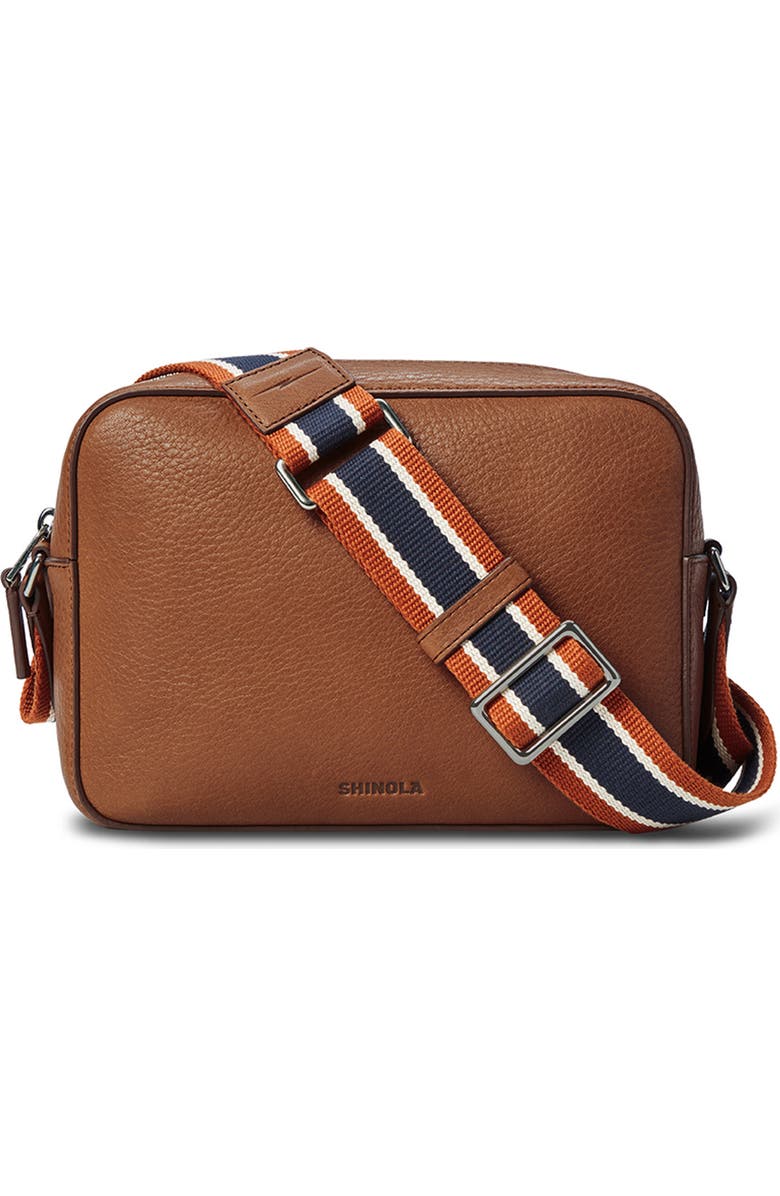 Shinola Leather Camera Crossbody Bag, Main, color, Tan
