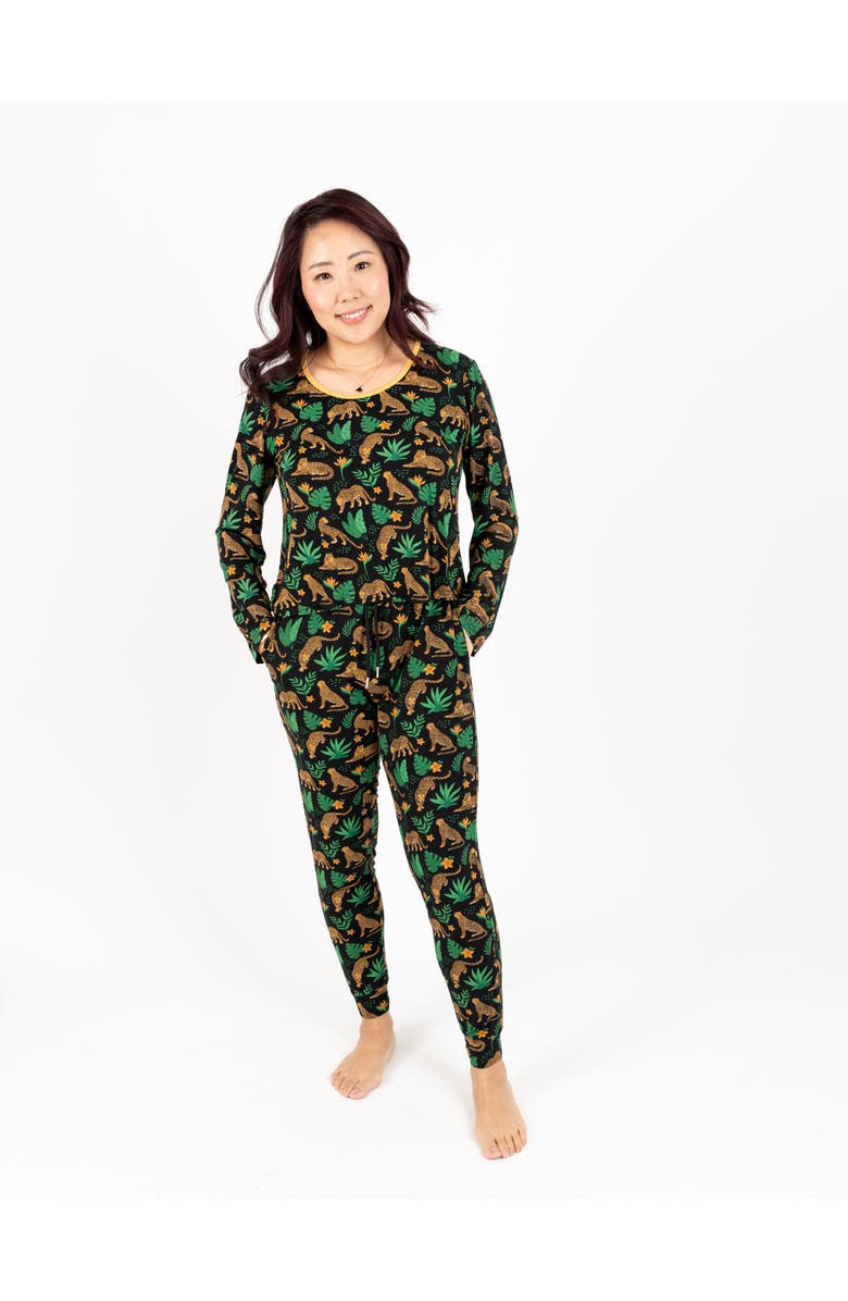Leveret Women's Viscose Matching Family Holiday Pajamas, Reindeer & Polar Bear Prints, Main, color, Leopard