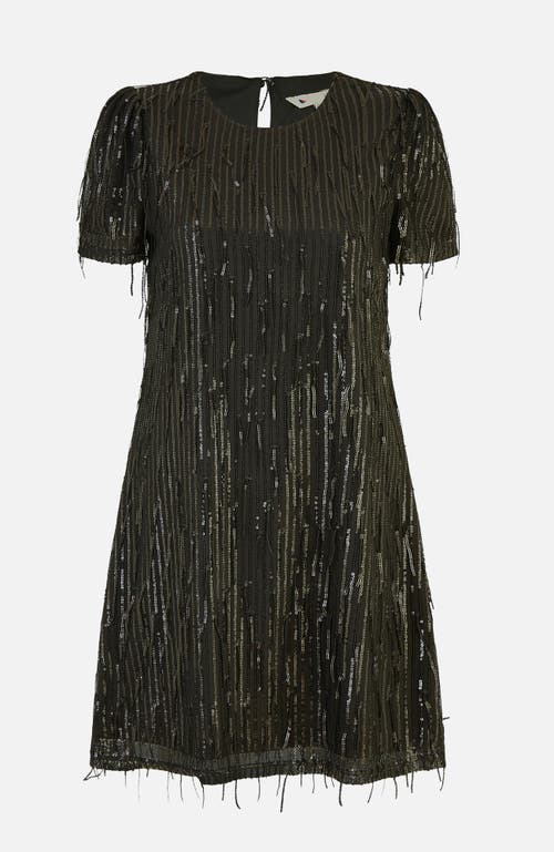 Yumi Dripping Sequin Tunic Dress In Black
