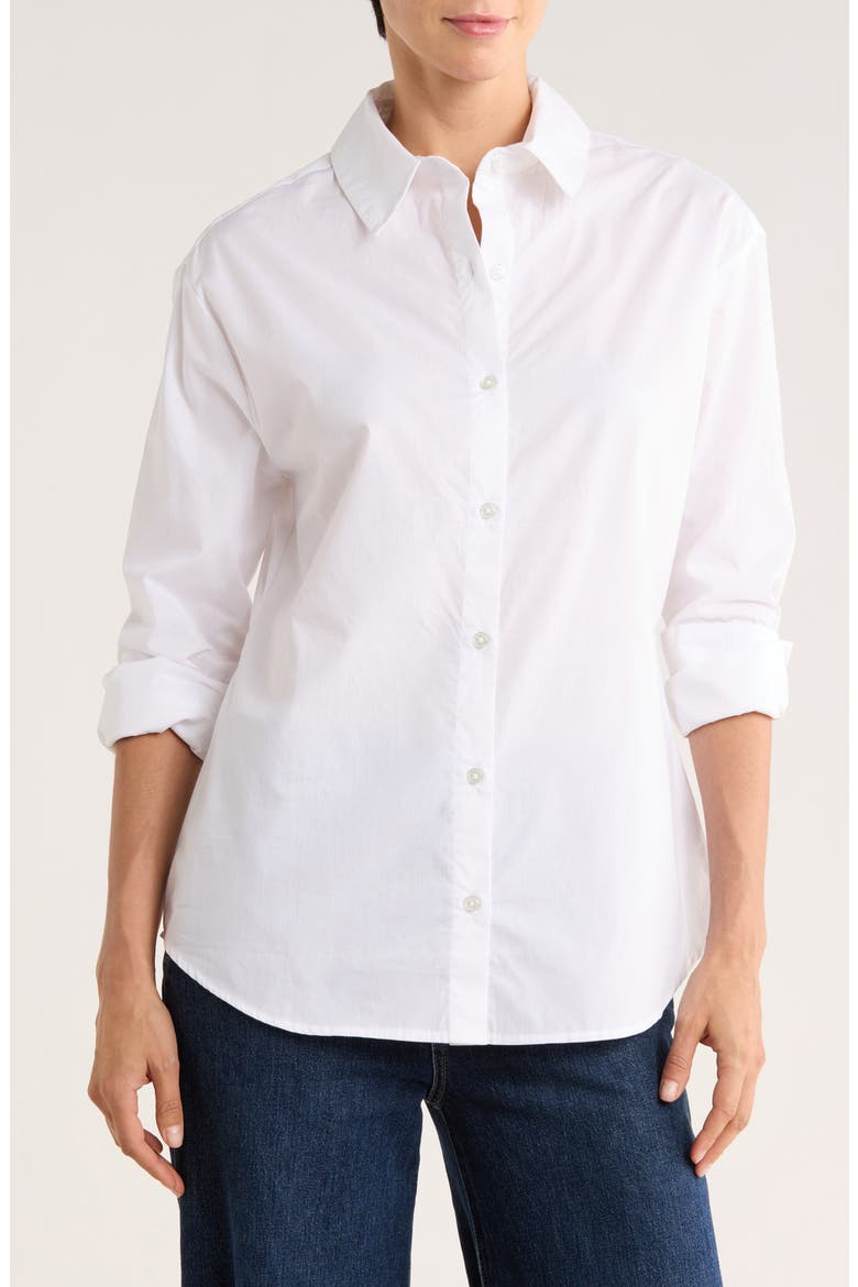 Solid Cotton Poplin Button-Up Shirt, Main, color, BRIGHT WHITE