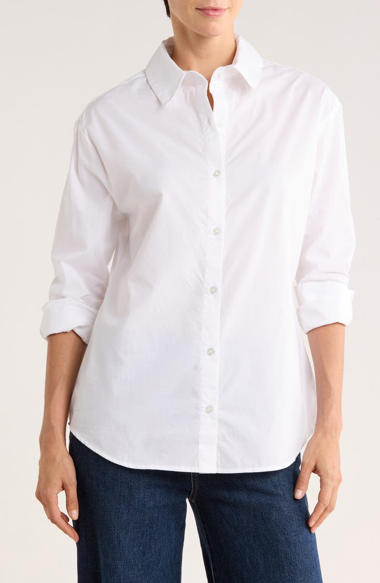 Halogen<sup>®</sup> Solid Cotton Poplin Button-Up Shirt, Main, color, Bright White