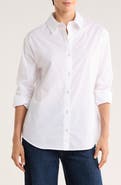 Halogen® Solid Cotton Poplin Button-Up Shirt