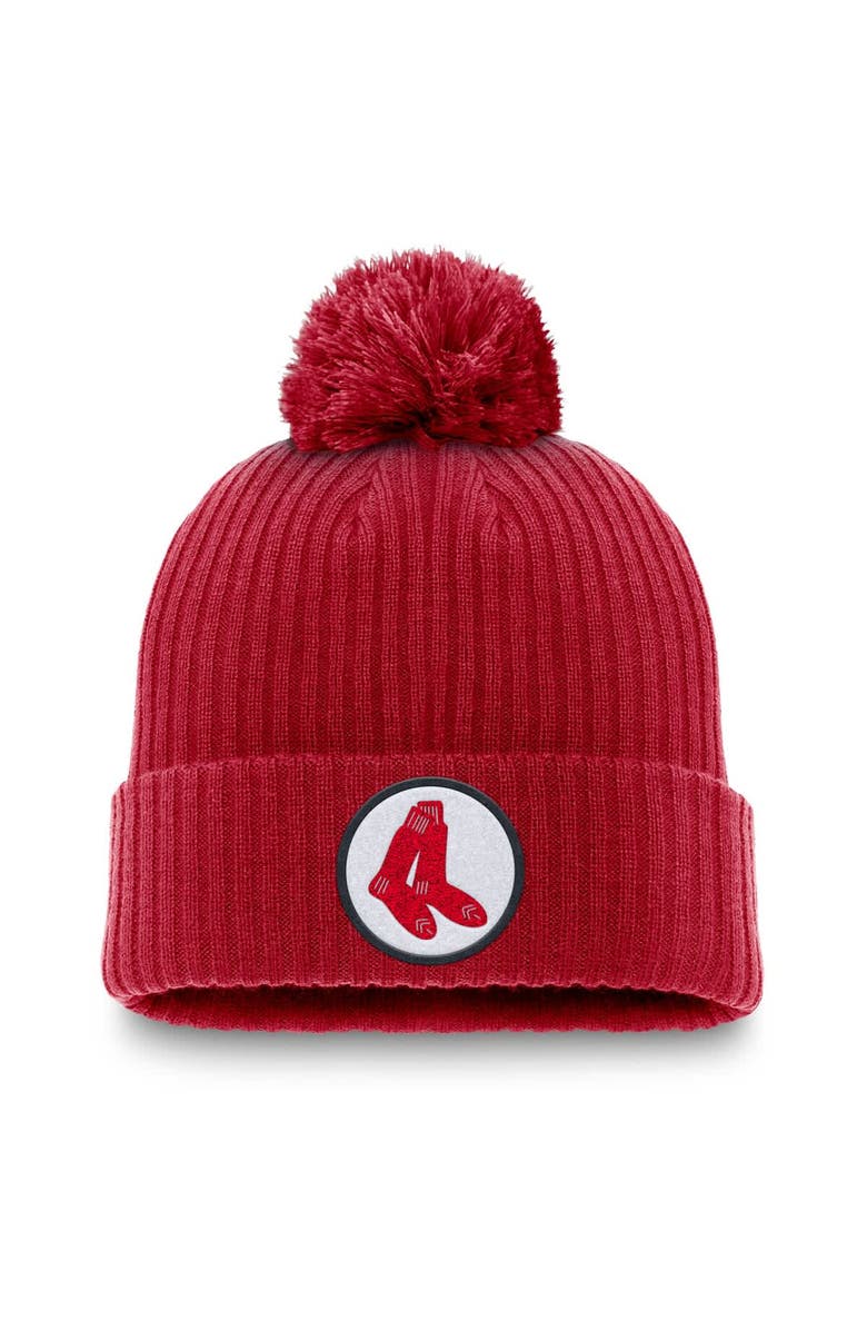 Nike Men's Nike Red Boston Red Sox Cooperstown Collection Patch Cuffed Knit Hat with Pom, Main, color, Red