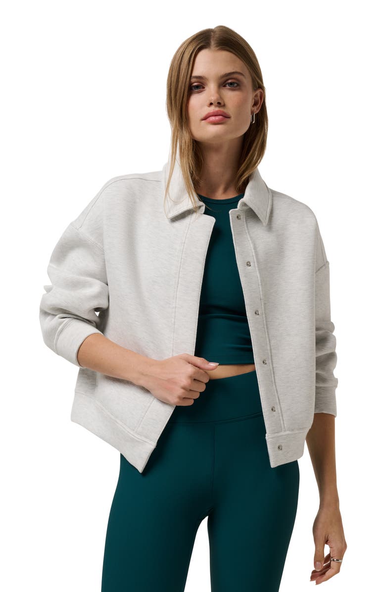 TravisMathew Cloudscape Button-Up Jacket, Alternate, color, Heather Light Grey