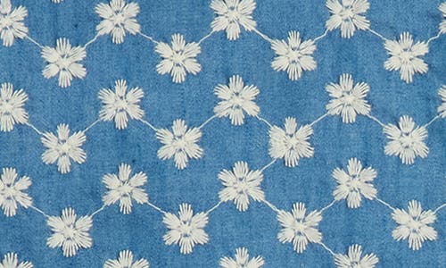 Pippa & Julie Kids' Sunny Embroidered Lace Trim Denim Top & Skirt Set In Blue Denim