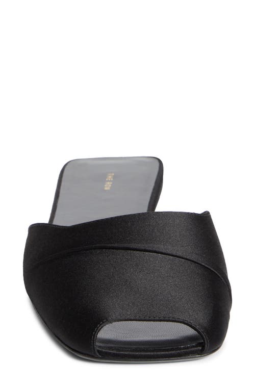 The Row Milla Satin Slide Sandal In Black