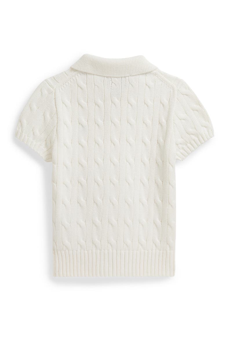 Kids' Cabled Cotton Polo Sweater, Alternate, color, DCKWSH WHT
