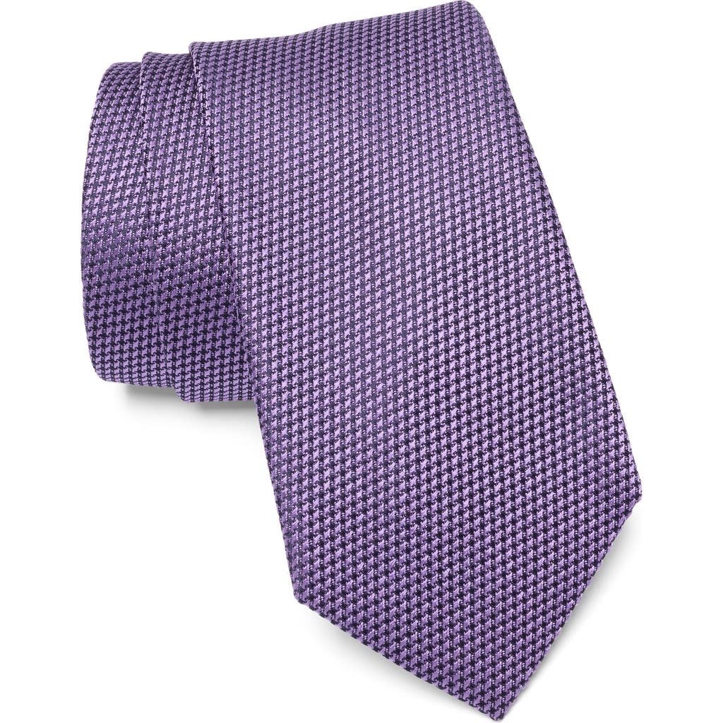 Jack Victor Micro Houndstooth Silk Tie In Lilac