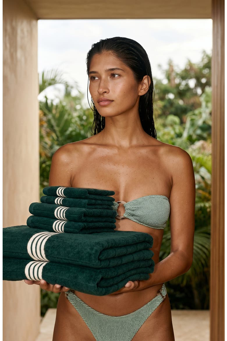 Nautilus 6-Piece Bath Sheet Luxe Set, Alternate, color, Verdant & Ecru
