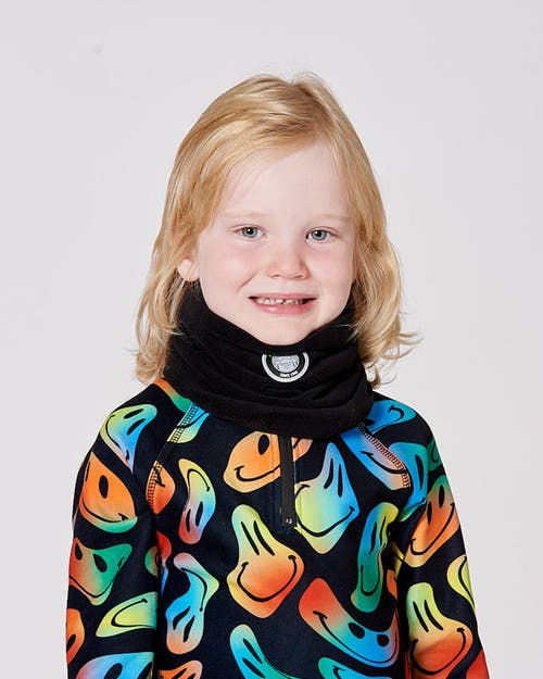 Deux Par Deux Kids Gender Inclusive Polar Fleece Neckwarmer In Black