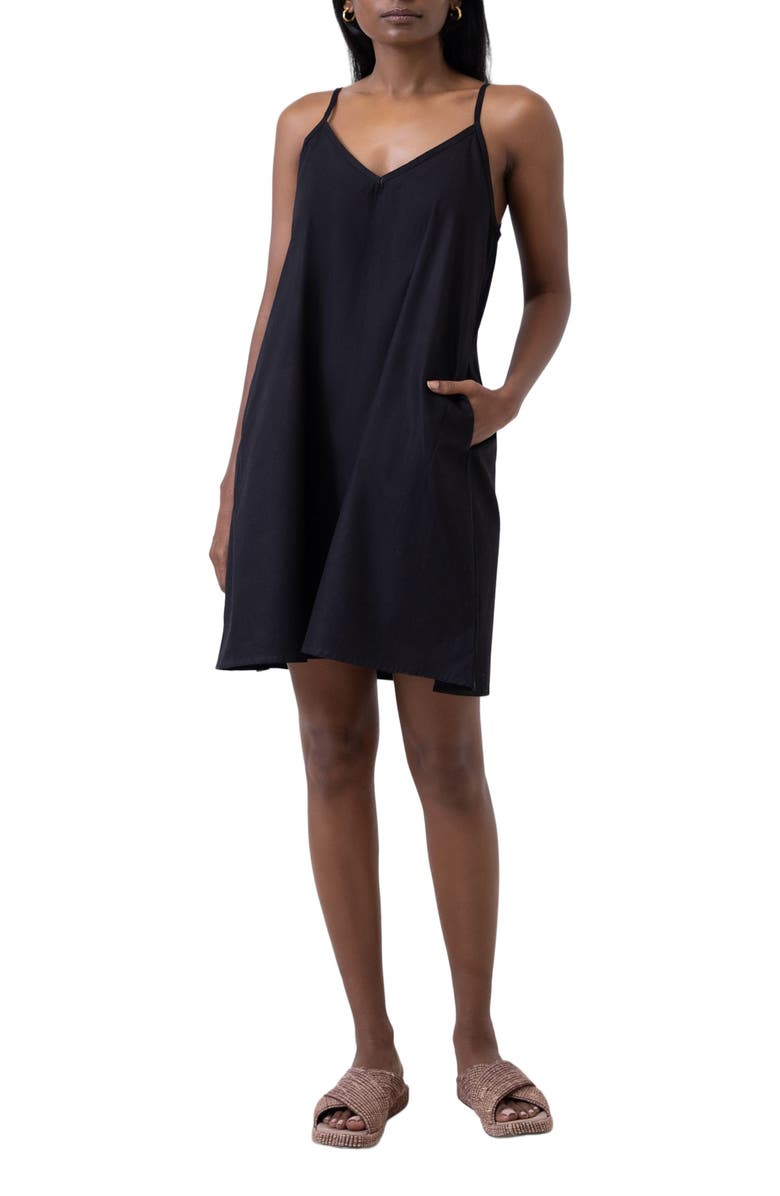 Reistor Short Tent Dress with Back Tie, Main, color, Black