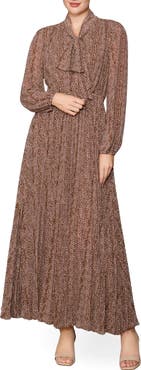 MELLODAY Pleated Long Sleeve Maxi Dress