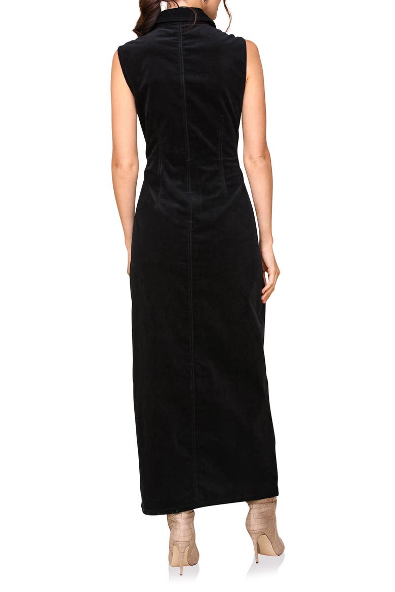 Sleeveless Corduroy Maxi Shirtdress, Alternate, color, BLACK