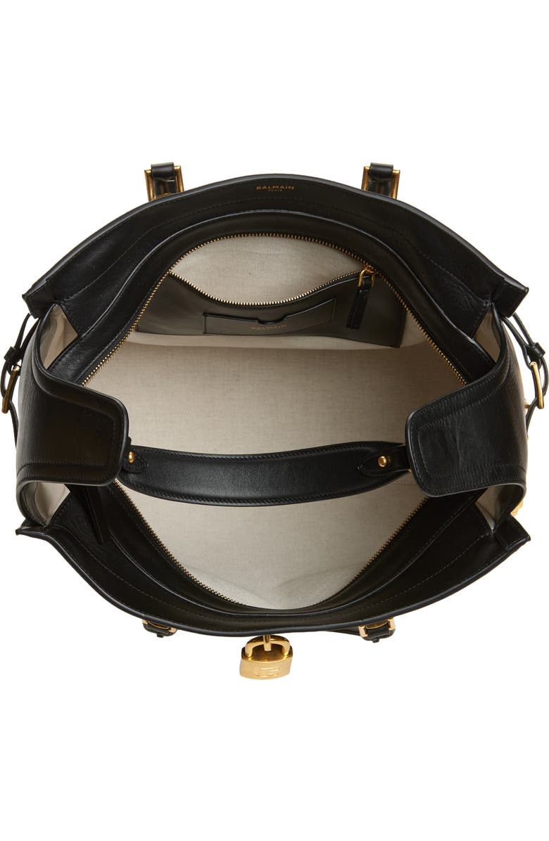 Balmain Large Pulse Waxy Calfskin Tote, Alternate, color, 0Pa Black