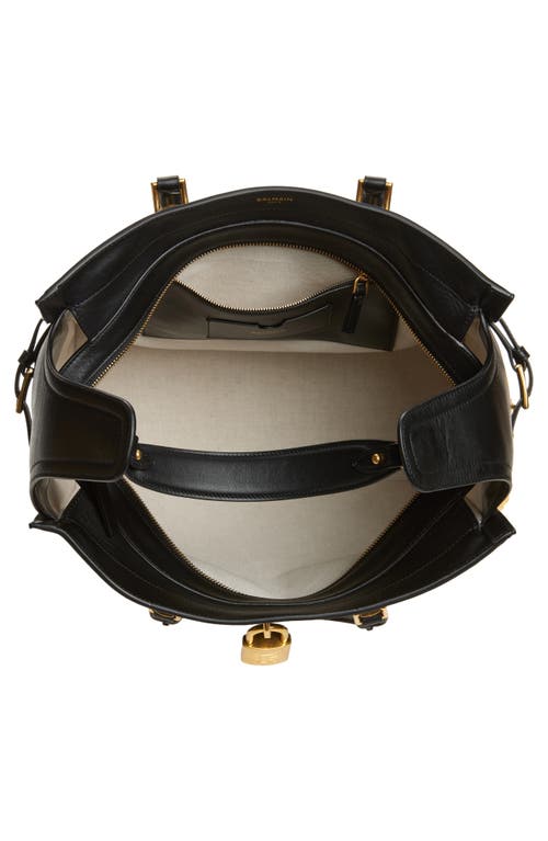 Balmain Large Pulse Waxy Calfskin Tote In Black