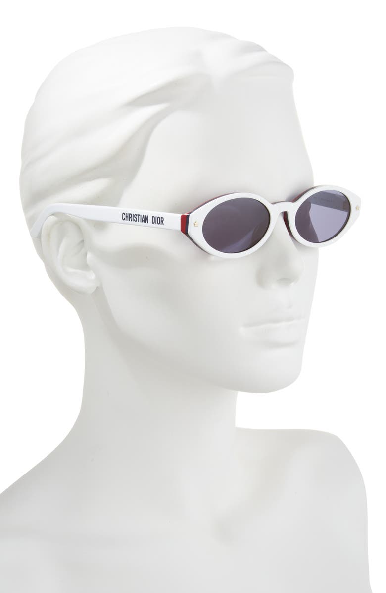 DIOR 'DiorPacific R1I 52mm Oval Sunglasses, Alternate, color, White/ Other / Blue