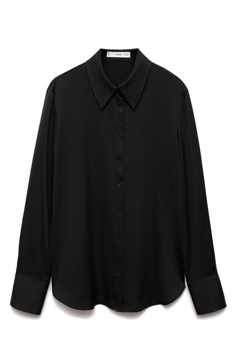 MANGO Flowy Satin Button-Up Shirt, Main, color,
