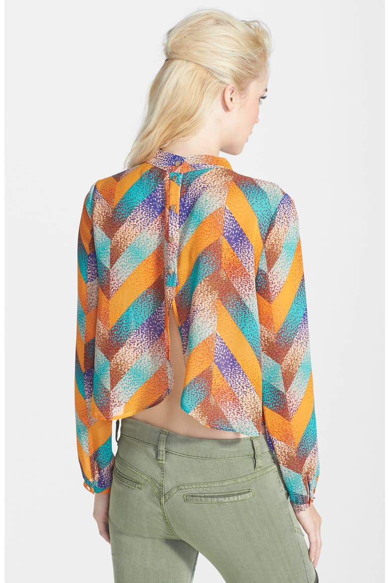ASTR Mock Neck Long Sleeve Top, Alternate, color, ORANGE MULTI