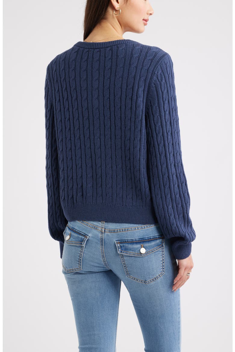 Button Front Cotton Blend Cardigan, Alternate, color, NAVY INDIGO