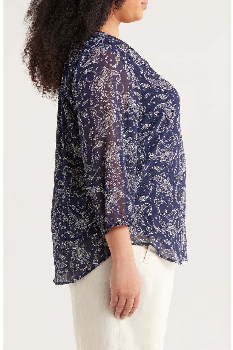 Kelly Paisley Top, Alternate, color, PACIFIC NAVY/ JONES WHITE