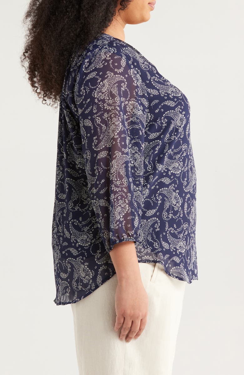 Jones New York Kelly Paisley Top, Alternate, color, Pacific Navy/ Jones White
