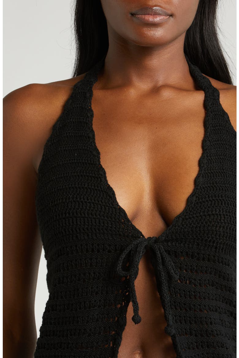 Nora Black Knit Cover-Up Top, Alternate, color, BLACK
