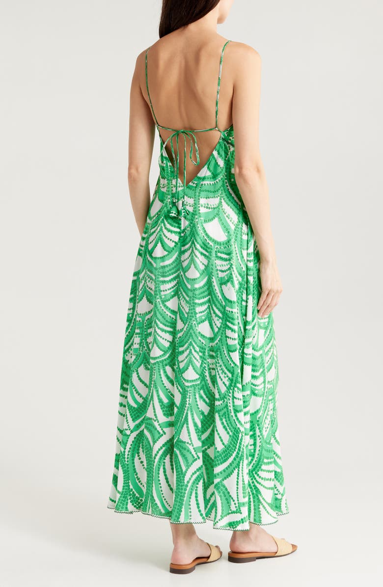 Poupette St Barth Denise Print Cover-Up Maxi Dress, Alternate, color, Green Himba