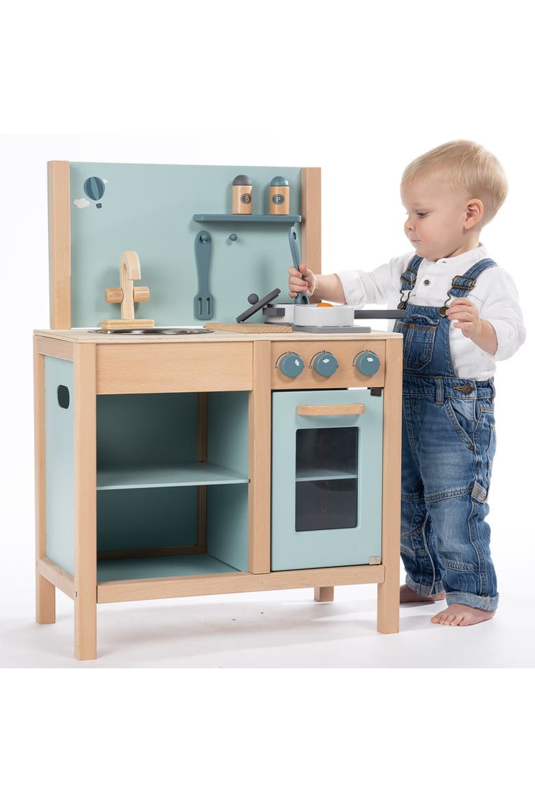 Wooden Kitchen Play Set Green, Ages 3+, Alternate, color, Multicolored