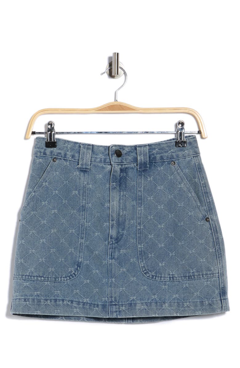 Blu Pepper Bow Denim Miniskirt, Alternate, color, Denim